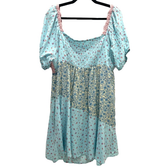NWT Asos Crochet Mini Dress 14 Ditsy Floral Babydoll Cottage Coquette Patchwork - Picture 3 of 13